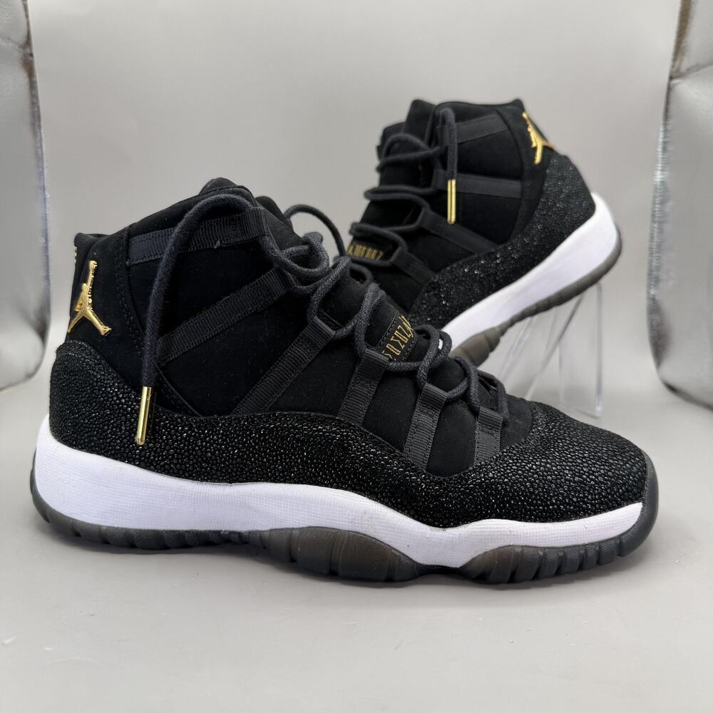 Nike Air Jordan 11 Retro Heiress Shoes Womens 7.5/Youth 6Y Black Gold 852625-030